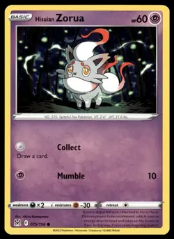 Pokemon TCG Pokemon Hisuian Zorua Common Regular - Image 1