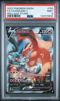 CHARIZARD V Brilliant Stars Holo Alternate Art #154 PSA 9 Pokemon - Image 1