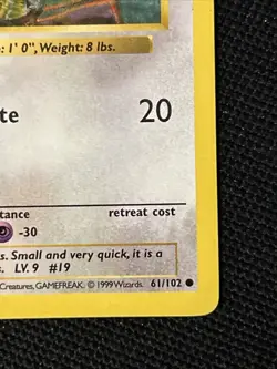 Pokemon Rattata 61/102 (1st Edition) (Shadowless) (Never Played) *Near Mint*￼ - Image 5