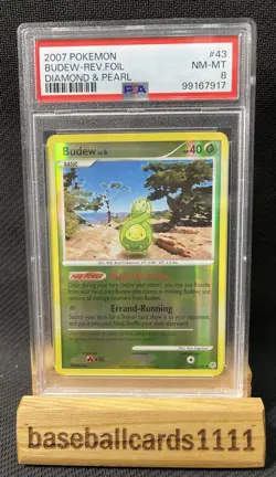 Pokemon Cards: Diamond and Pearl Reverse Holo: Budew 43/130 PSA 8 NS2 - Image 1