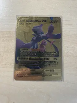 Fan Art - Pokemon Mewtwo & Mew Tag Team GX Gold Foil Collector Card - 270 HP - Image 1
