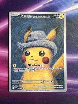 Pikachu Grey Felt Hat SVP085 Van Gogh Pokemon Card NM/M - Image 1