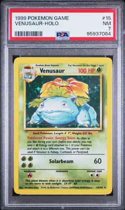 1999 Venusaur Base Set Unlimited HOLO Rare PSA 7 15/102 Pokemon WOTC TCG - Image 1