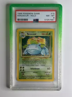 Pokemon TCG Venusaur Base Set Holo Unlimited Rare Card 15/102 1999 PSA 8 WOTC - Image 1