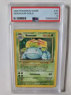 PSA 5 - Pokemon Venusaur Holo - Base Set Unlimited - 15/102 - WOTC 1999 Rare TCG - Image 1