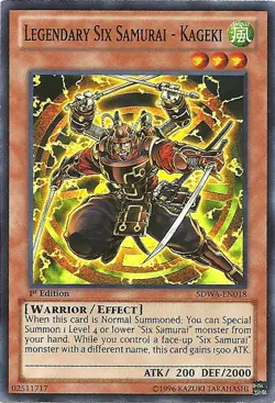Yugioh! LP Legendary Six Samurai - Kageki - SDWA-EN018 - Super Rare - 1st Editio - Image 1