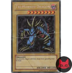 Yugioh Tri-Horned Dragon LOB-E000 Secret Rare HP - Image 1
