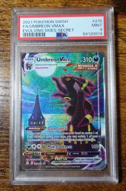 Umbreon VMAX 215/203 PSA 9 Alt Art Evolving Skies Pokemon Card Graded - Image 1
