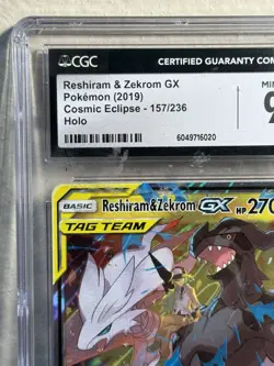 Pokemon Reshiram and Zekrom GX 157/236 2019 Cosmic Eclipse CGC 9 - Image 2