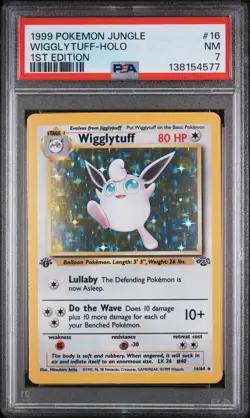 Wigglytuff 1st Edition 16/64 PSA 7 NM Pokemon Jungle 1st-Ed Holo Rare - Image 1