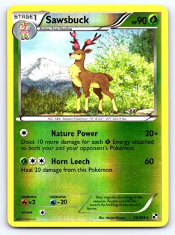 Sawsbuck 14/114 Rare Black & White Pokemon Reverse Holo Moderately Played - Image 1