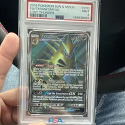 Pokemon Tyranitar GX Lost Thunder Full Art Ultra Rare Holo PSA 9 203/214 2018 - Image 1