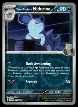 Team Rocket's Nidorina 115/182 Common Destined Rivals Pokemon Reverse Holo NM - Image 1