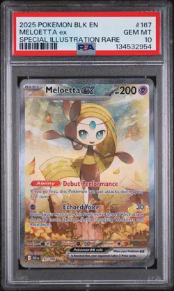 2025 POKEMON BLK EN-BLACK BOLT SPECIAL ILLUSTRATION RARE #167 MELOETTA EX PSA 10 - Image 1
