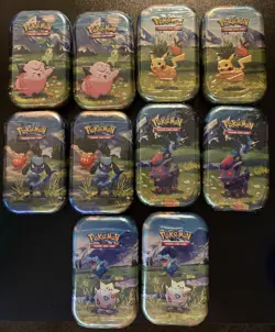 Pokemon Ascended Heroes MINI TINS Sealed 10x Tins 2 Art Sets with display - Image 2