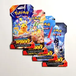 Pokemon TCG Surging Sparks 4 Blisters Art Set SEALED - Image 1