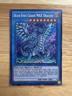 YuGiOh Blue-Eyes Chaos MAX Dragon Secret Rare 1st Ed MVP1-ENS04 Holo Card - Image 1