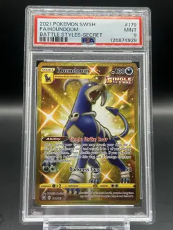 Houndoom Full Art Battle Style Gold Secret Holo Rare Card 179/163 PSA 9 - Image 1