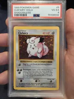Pokemon TCG Clefairy Holo Rare Shadowless Card Base Set 005/102 PSA 4 VG/EX - Image 1