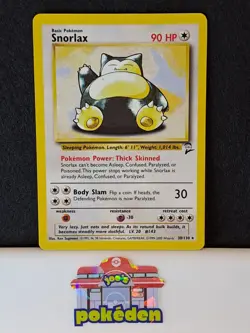 Pokemon TCG Snorlax Base Set 2 Rare Non-Holo Card 30/130 WOTC NM-LP - Image 1
