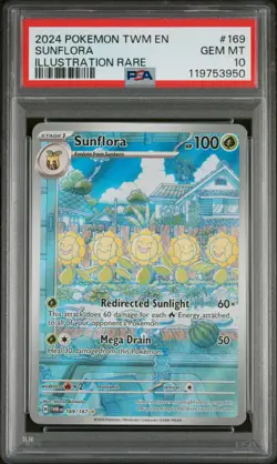 2024 POKEMON TWM EN-TWILIGHT MASQUERADE ILLUSTRATION RARE #169 SUNFLORA PSA 10 - Image 1