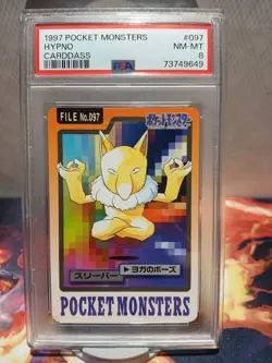 Pokemon Japanese Hypno Bandai Carddass 1997 No. 097 PSA 8 - Image 1