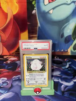 Pokemon TCG Base Set Chansey Card 3/102 Holo PSA 4 Excellent 1999 WOTC - Image 1