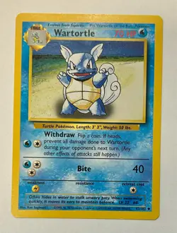 Pokemon Wartortle 63/130 Uncommon Regular Base Set LP FREE SHIPPING! - Image 1