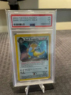 2000 Pokemon Team Rocket Dark Dragonite Holo Swirl #5/82 PSA 5 - Image 1
