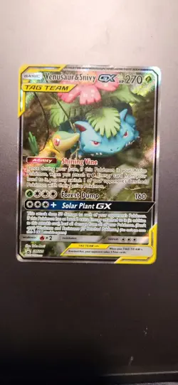 Pokemon TCG Venusaur & Snivy GX TAG TEAM SM229 Black Star Promo Full Art - Image 1