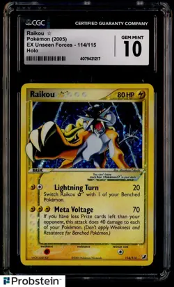 2005 Pokemon EX Unseen Forces #114 Raikou Holo CGC 10 GEM MINT - Image 1