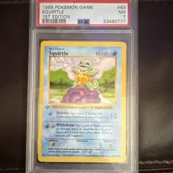 Pokemon TCG Squirtle 1st Edition Base Set Shadowless PSA 7 63/102 40 HP - Image 1