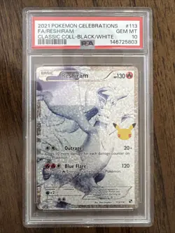 2021 Pokemon SWSH Celebrations Reshiram Classic Collection #113/114 PSA 10 - Image 1