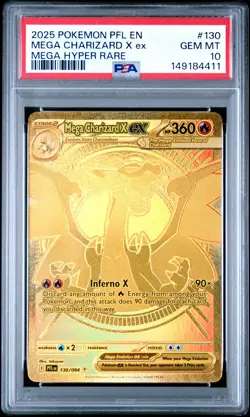 2025 POKEMON PFL EN-PHANTASMAL FLAMES MEGA HYPER RARE MEGA CHARIZARD X EX PSA 10 - Image 1
