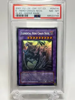 Yu-Gi-Oh! Graded Chaos Neos Ghost Rare PSA 8 & Time Wizard MRD CGC 8.5 Lot - Image 1