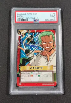 2001 Japanese One Piece CHB Zoro H19 PSA 9 MINT Grand Line Comp. 2 - Image 1