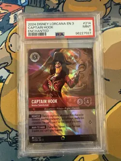 Disney Lorcana Captain Hook - Master Swordsman Enchanted Holo PSA 9 214/204 - Image 1