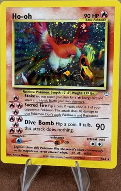 Ho-oh Neo Revelation Holo Rare 07/64 Basic 90 HP Pokemon TCG Card super clean - Image 1