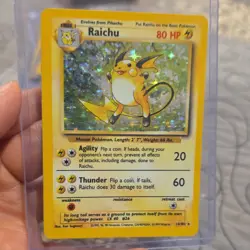 Pokemon TCG Raichu Base Set Holo Rare Card 14/102 Stage 1 80 HP English 1999 - Image 1