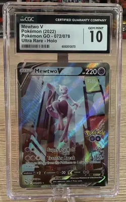 Pokemon Go Mewtwo v 072/078 CGC 10 Gem Mint Card 2022 Pokemon Go - Image 1