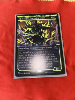 Hidetsugu, Devouring Chaos - Neon Yellow WPN Exclusive Kamigawa: Neon Dynasty - Image 1