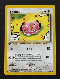 Pokemon Snubbull 55/64 Neo Revelation 1st Edition Regular Common 50HP Basic - Image 1
