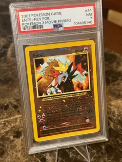 2001 Pokemon Game Entei - Rev.Foil #34 Pokemon 3 Movie Promo -- PSA 7 NM - Image 1