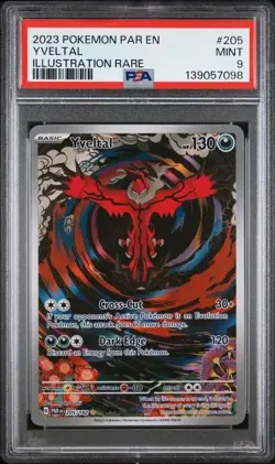 2023 POKEMON PAR EN-PARADOX RIFT #205 YVELTAL ILLUSTRATION RARE PSA 9 - Image 1