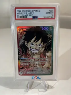 2022 One Piece Romance Dawn OP01-003 Monkey D. Luffy - PRE- ERRATA - PSA 10 - Image 1