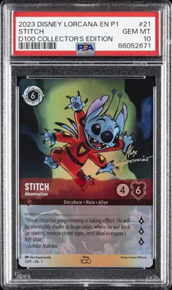 2023 DISNEY LORCANA EN P1-PROMO #21 STITCH - ABOMINATION PSA 10 - Image 1