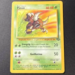Pokemon Pinsir Jungle Rare Basic 25/64 Regular English 1999 Card - Image 1