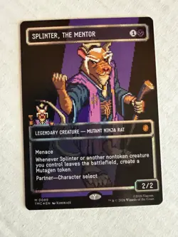 MTG Splinter, the Mentor 0089 Borderless Surge Foil Commander TMNT - Near Mint - Image 1