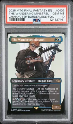 The Wandering Minstrel (Borderless Foil) - #403 - Final Fantasy - PSA 10 - Image 2