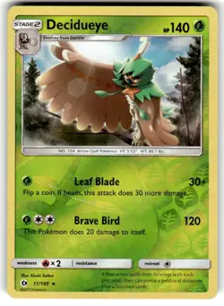 Pokemon Sun and Moon Base Decidueye Reverse Holo 11/149 - Image 1